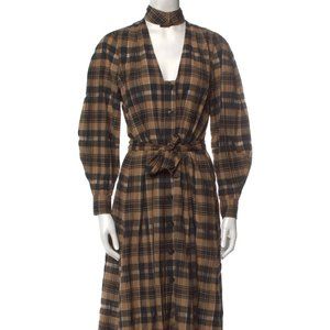 Ganni Plaid Print Long Dress Size 36